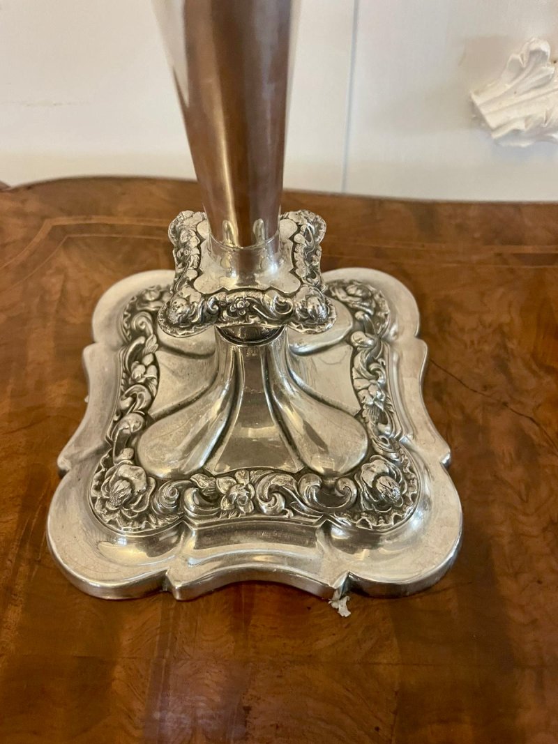 Pair of Antique Edwardian Quality Silver Plated Candelabras - Image 12